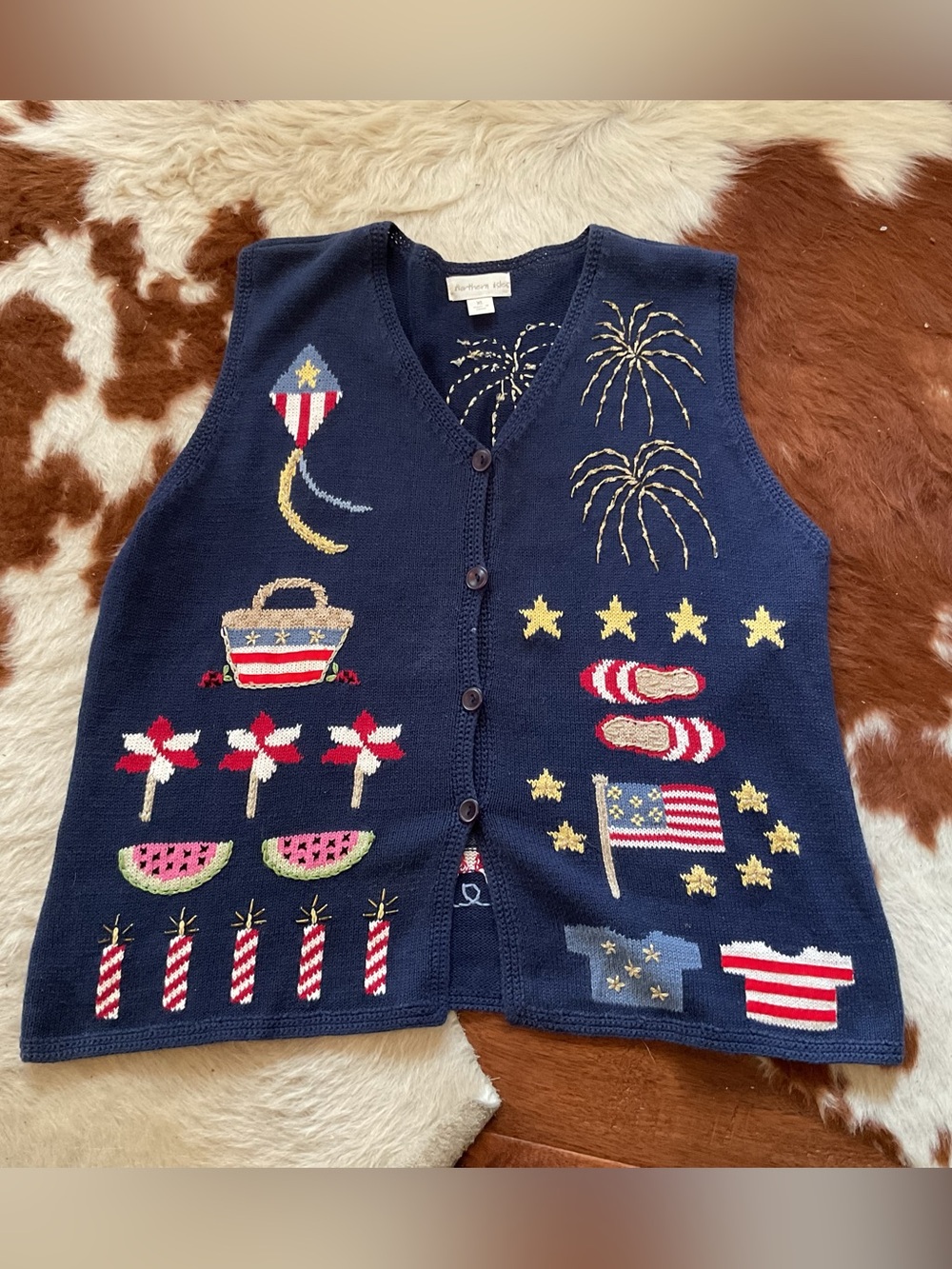 Vintage 4th of July ramie and cotton vest